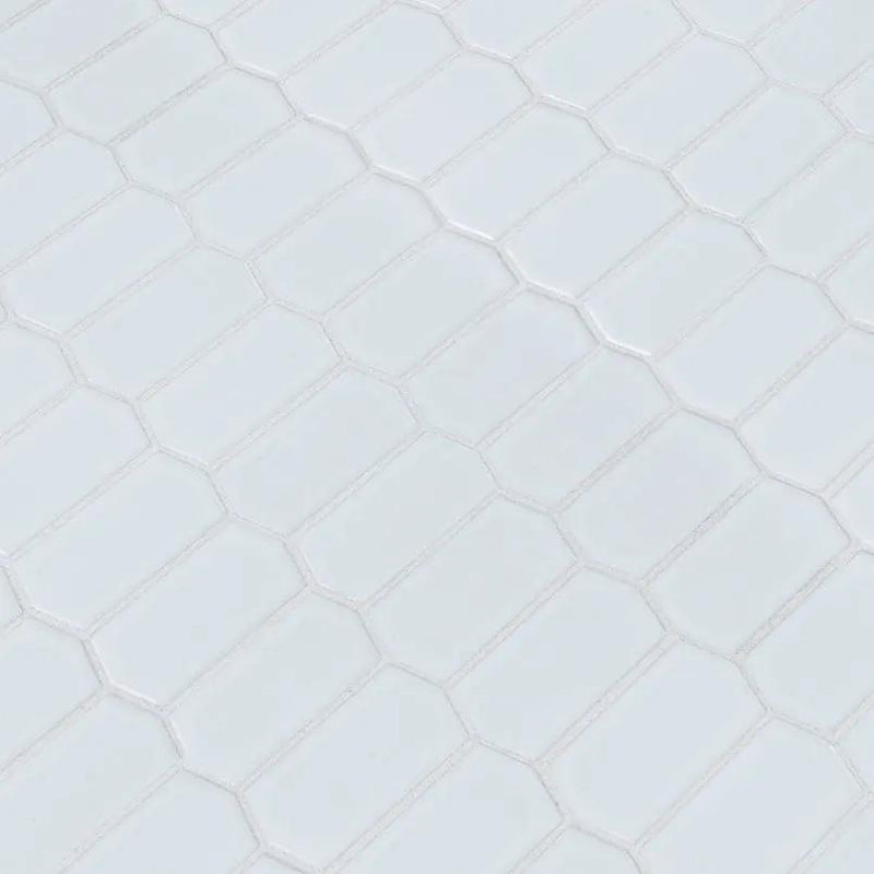 Retro Picket Bianco 8mm Glossy Pattern Porcelain Mosaics angled view