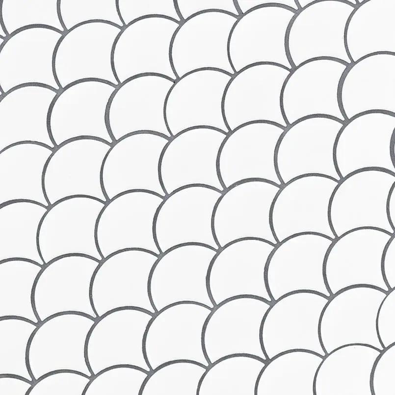 White Glossy Fish Scale Mosaic Porcelain angled view