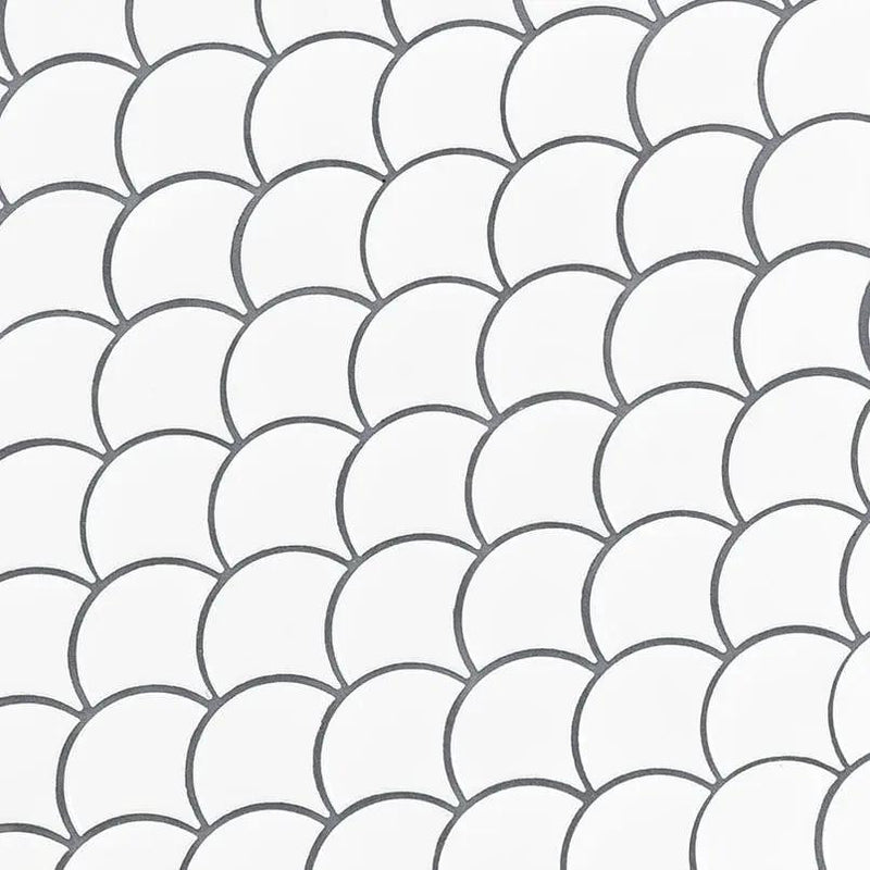 White Glossy Fish Scale Mosaic Porcelain angled view