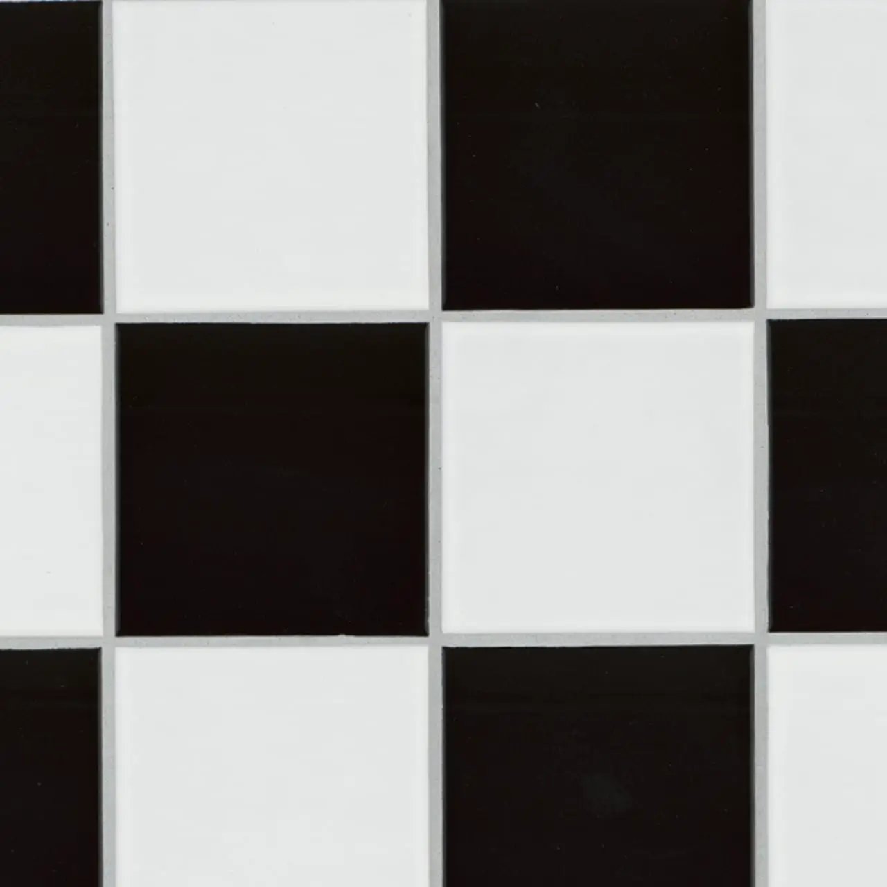 White And Black 4" Checkered Matte Porcelain Mosaics 4x4 close up