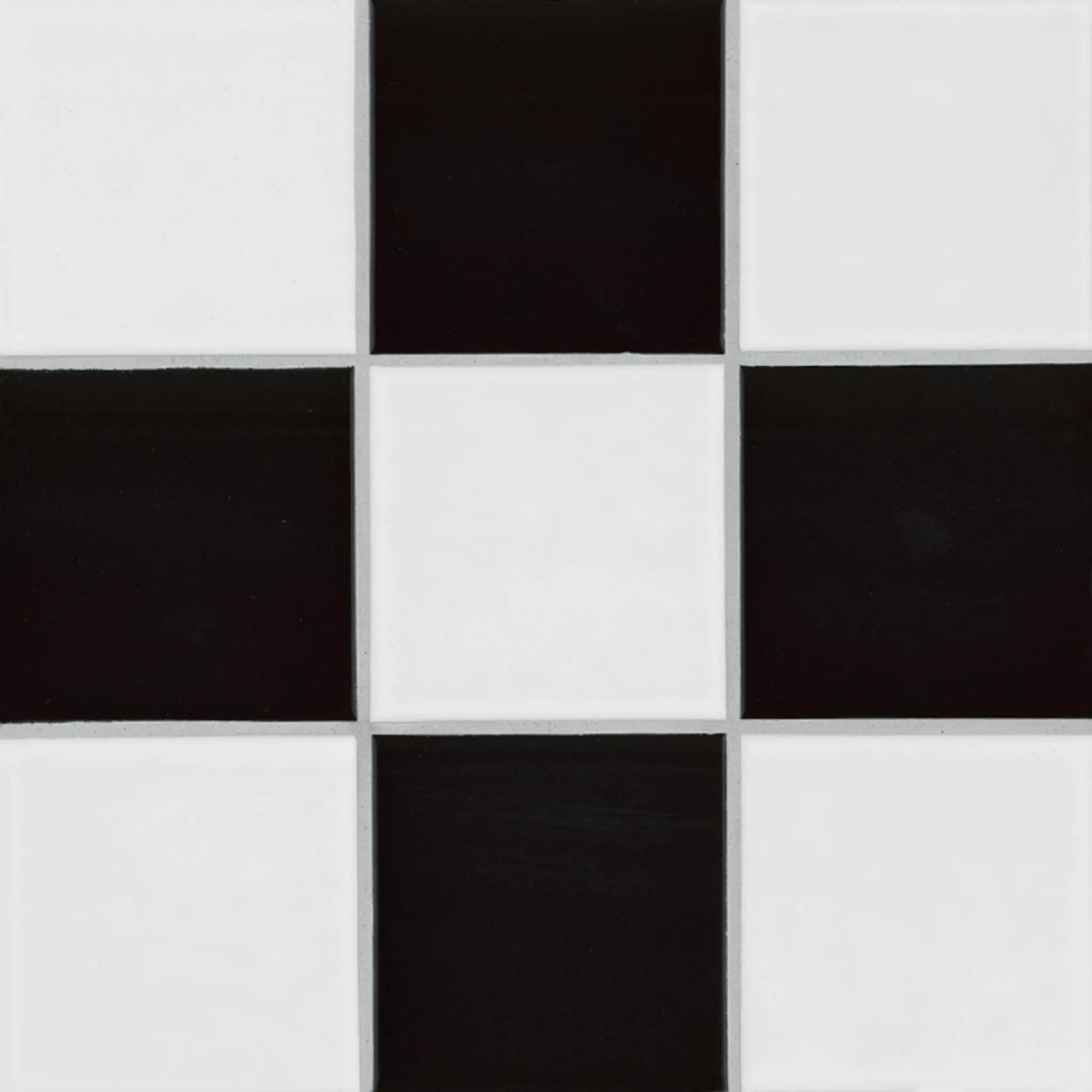 White And Black 4" Checkered Matte Porcelain Mosaics 4x4 close up
