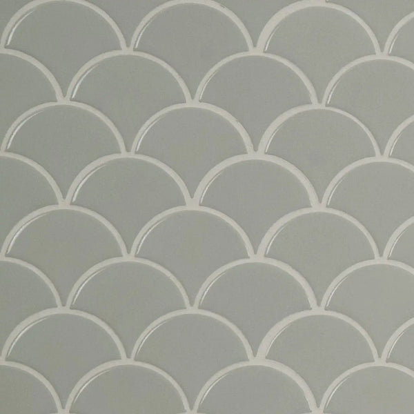 Gray Glossy Fish Scale Mosaic Porcelain