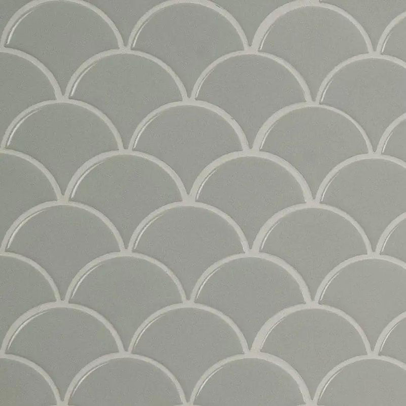 Gray Glossy Fish Scale Mosaic Porcelain by MSI Surfaces