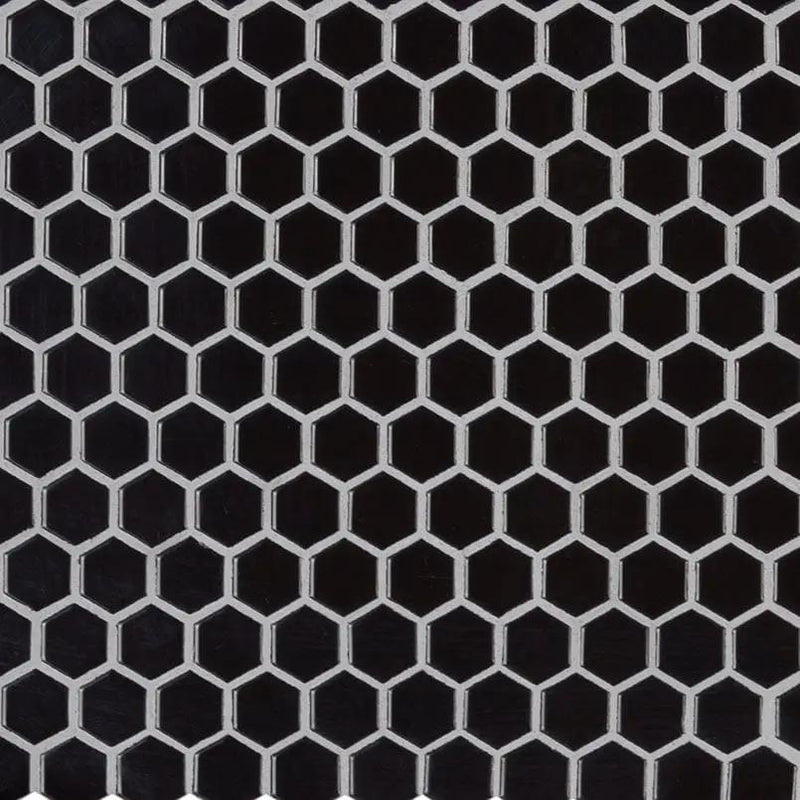 Retro Nero Hexagon Mosaic Tile Glossy Pattern Porcelain close up