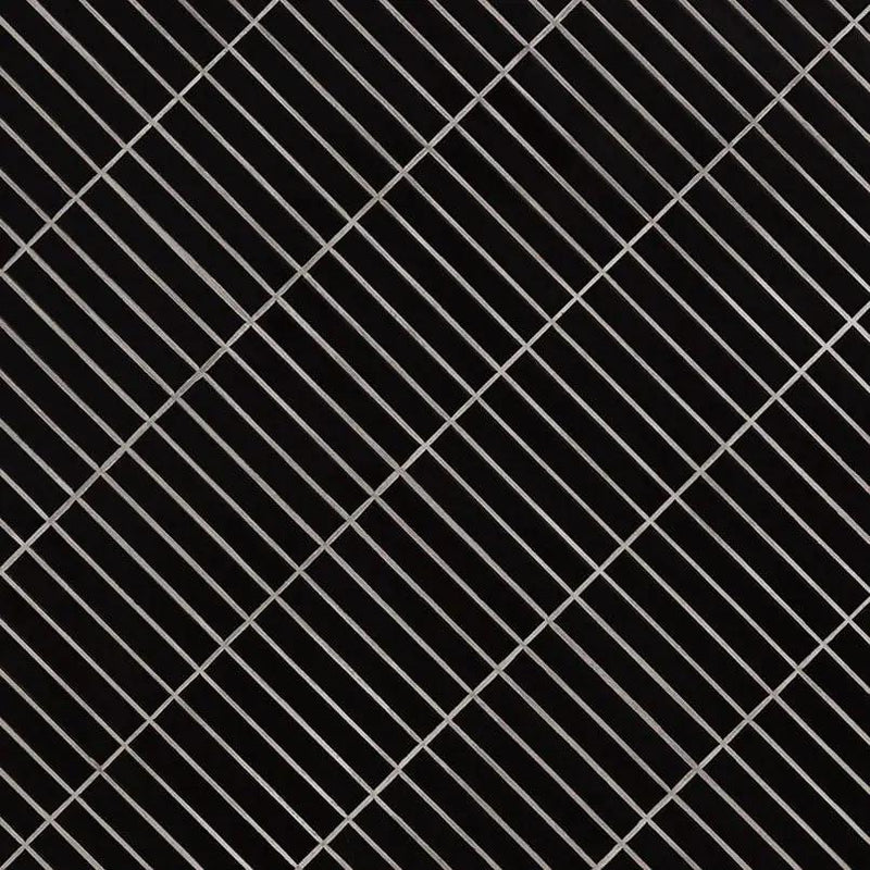 Black Matte 1x6 Stack Pattern Porcelain Mosaics angled view