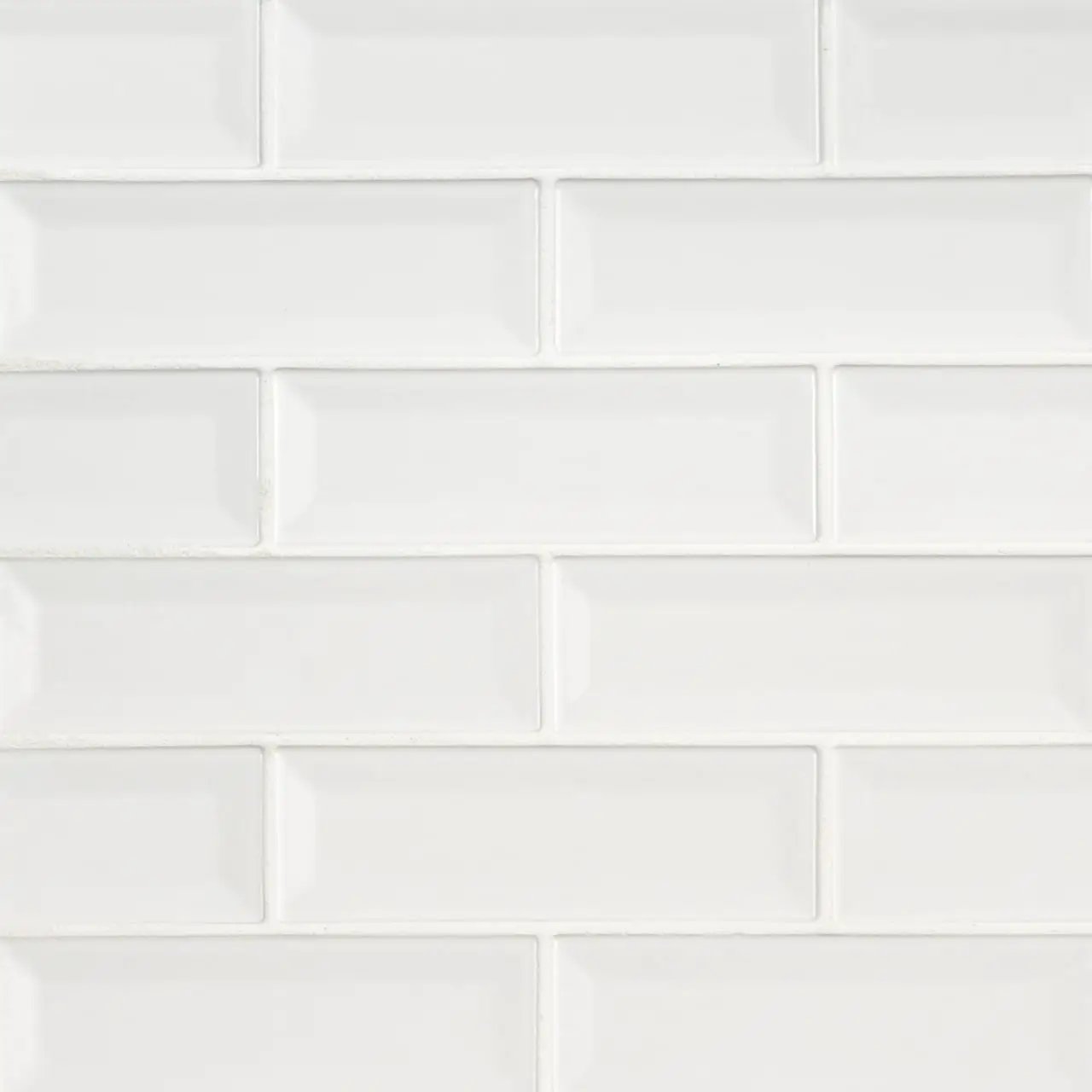 Whisper White Subway Tile 2x6 Glossy Ceramic Mosaics close up