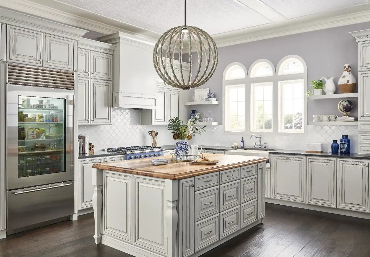 Whisper White Arabesque Tile Glossy Pattern Ceramic Mosaics in a finished room