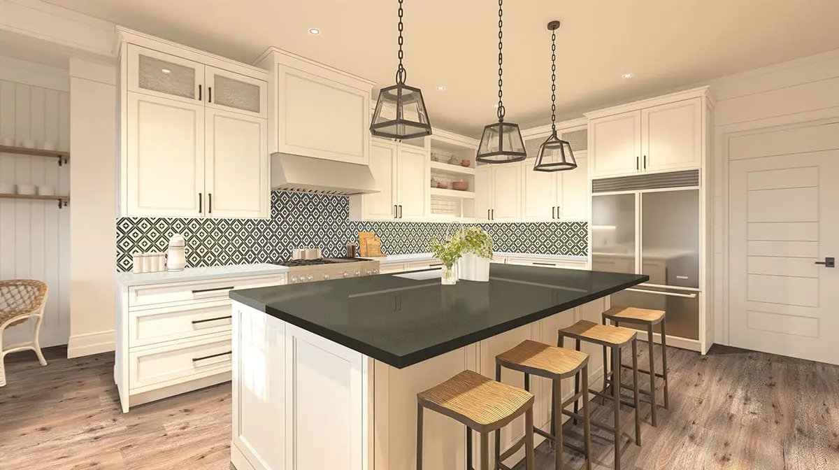 Rhombix Nero Polished Pattern Marble Mosaics in a finished room