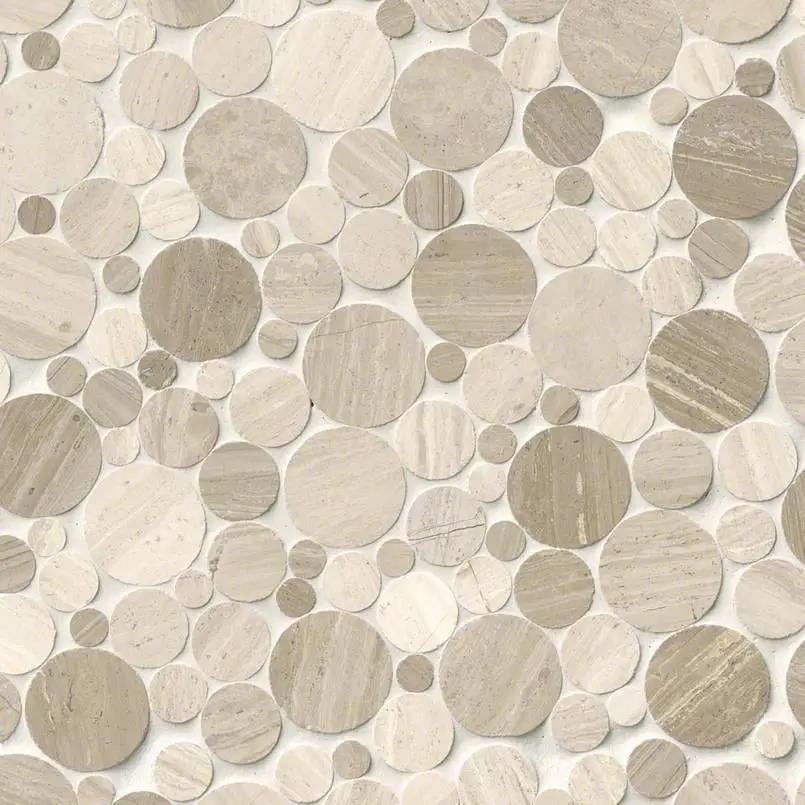 White Oak Polished Pattern Marble Mosaics close up