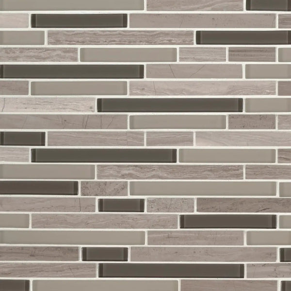 Modello Grigio Interlocking 6mm Pattern Glass Mosaics