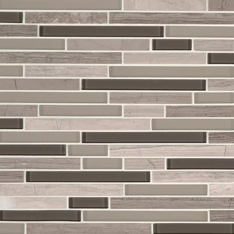 Modello Grigio Interlocking 6mm Pattern Glass Mosaics by MSI Surfaces