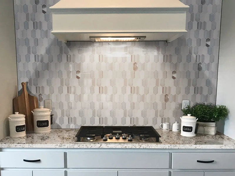 Harlow Picket 8mm Pattern Glass Mosaics in a finished room