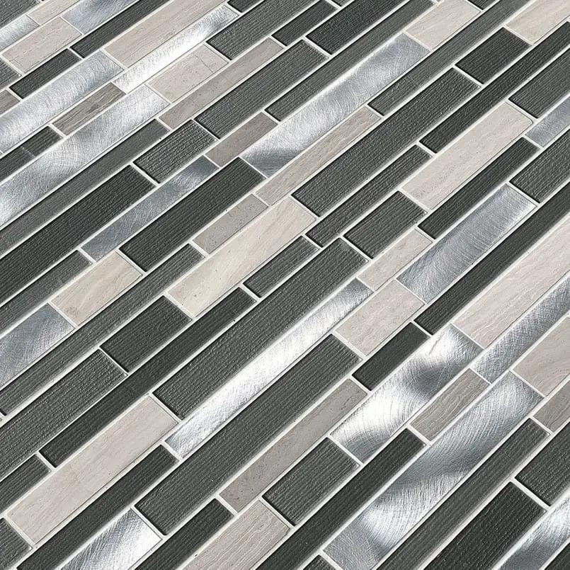 Urban Loft Interlocking Pattern 4mm Glass Mosaics angled view