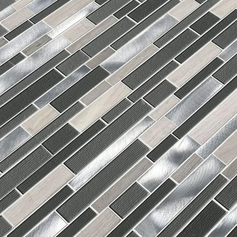 Urban Loft Interlocking Pattern 4mm Glass Mosaics angled view