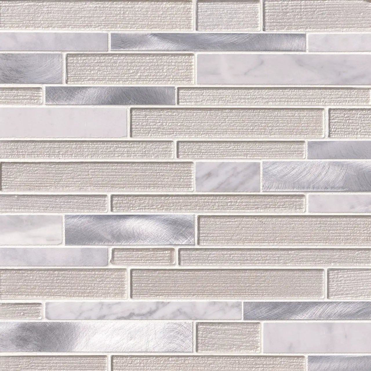 White Wave Interlocking Pattern 4mm Glass Mosaics close up
