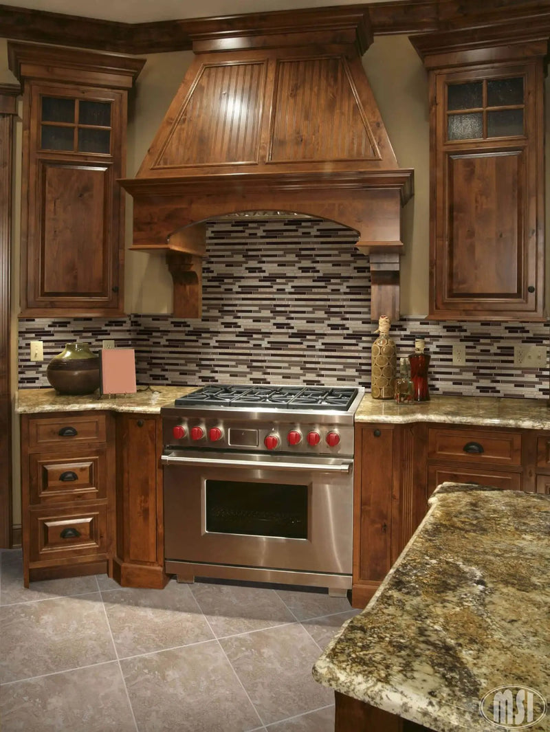 Durango Cream Honed Sill Travertine Mosaics 6x72 in a finished room