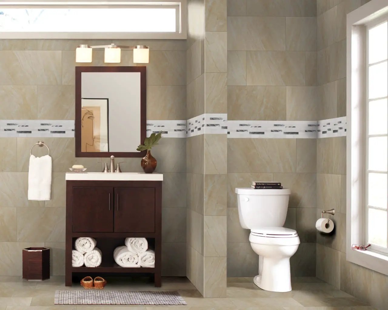 Moderno Blanco Interlocking 12x18 Pattern 8mm Metal Mosaics in a finished room