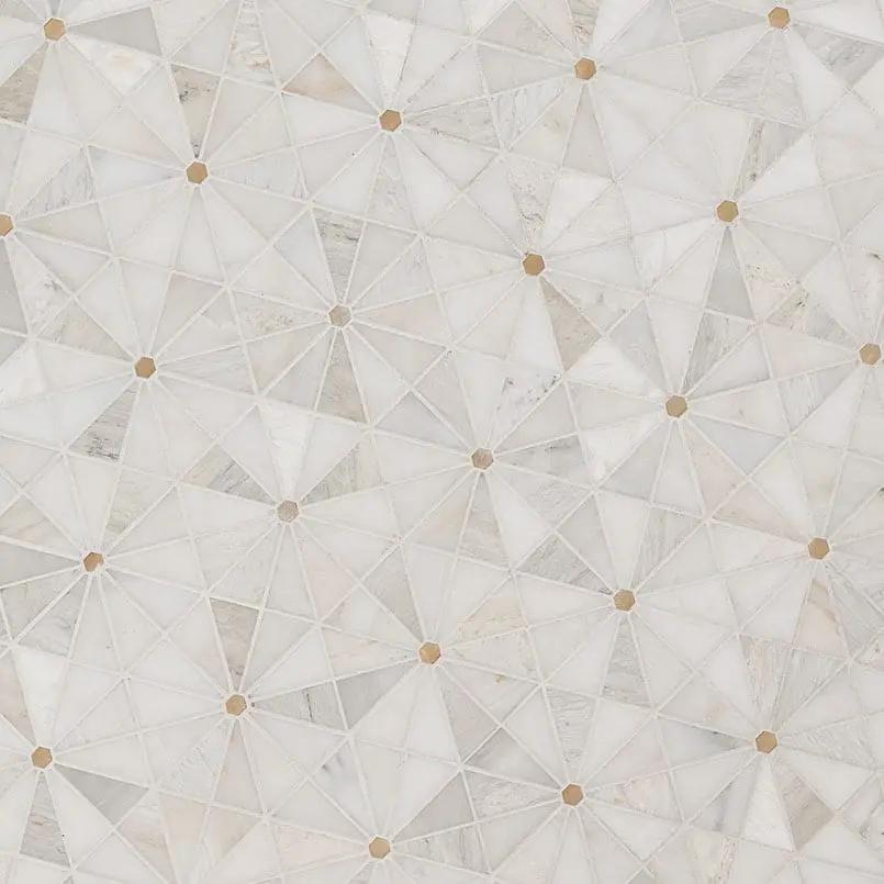 Elegante Pinwheel Gold Pattern Metal Mosaics angled view