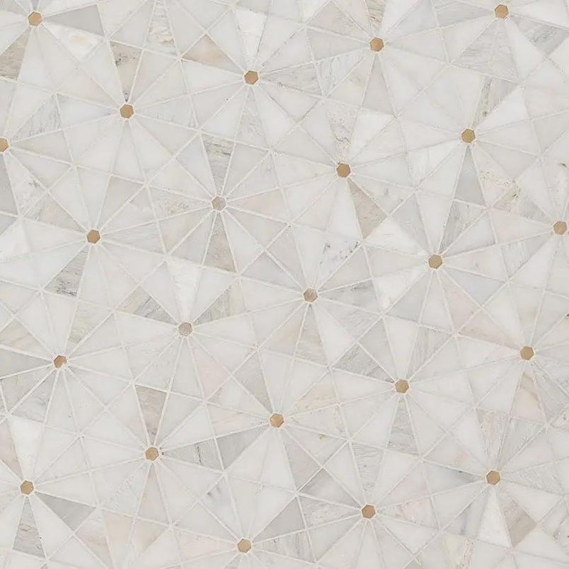 Elegante Pinwheel Gold Pattern Metal Mosaics angled view