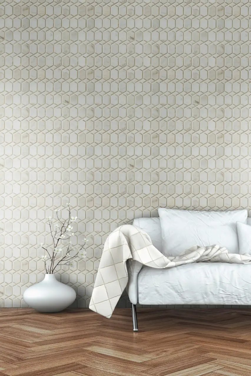 Luxor Royal Link Gold Pattern Metal Mosaics in a finished room