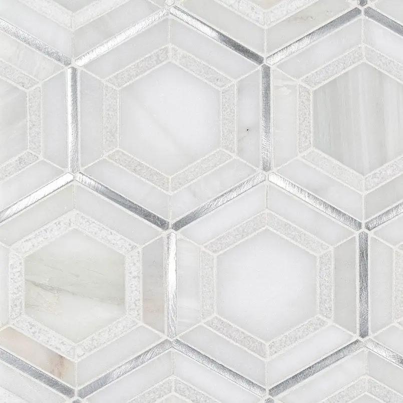 Medici Silver Pattern Metal Mosaics close up
