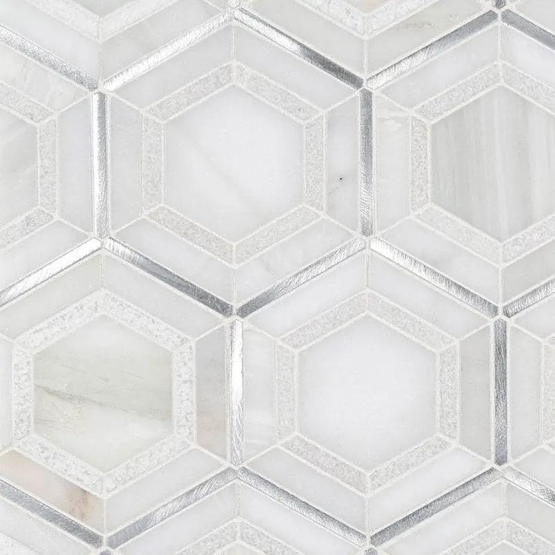 Medici Silver Pattern Metal Mosaics close up