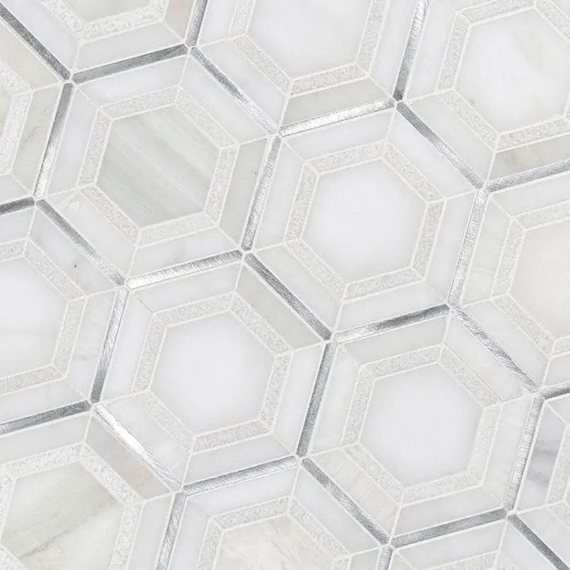 Medici Silver Pattern Metal Mosaics angled view