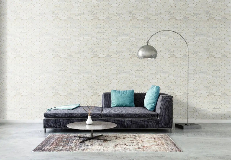 Metro Gold Pattern Metal Mosaics in a finished room