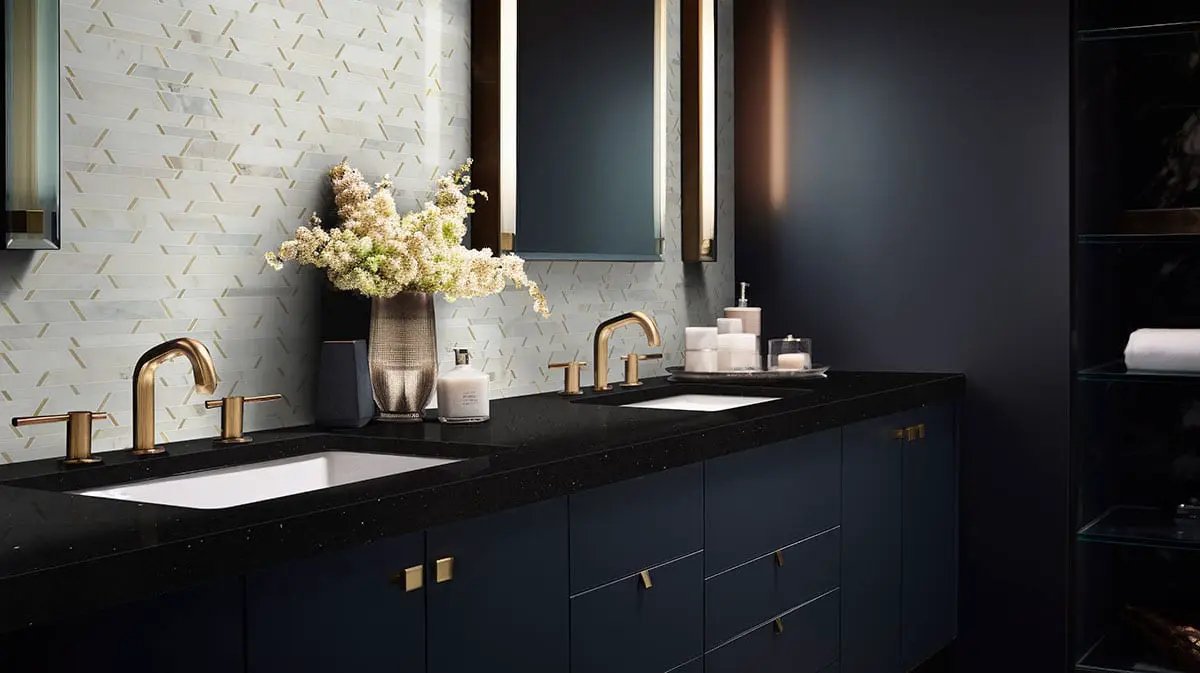 Metro Gold Pattern Metal Mosaics in a finished room