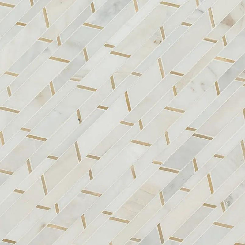 Metro Gold Pattern Metal Mosaics angled view