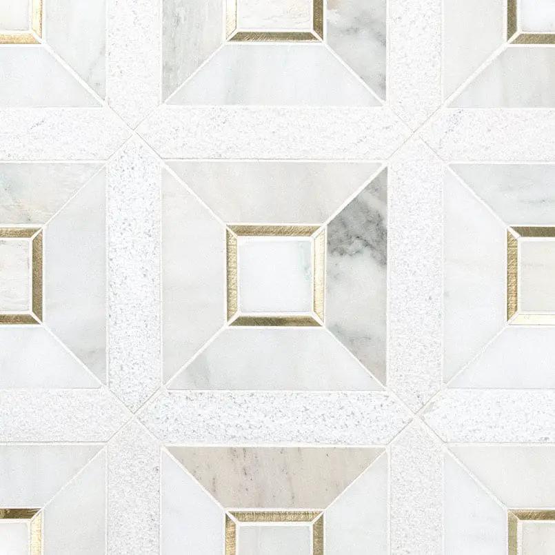 Verona Gold Pattern Metal Mosaics angled view