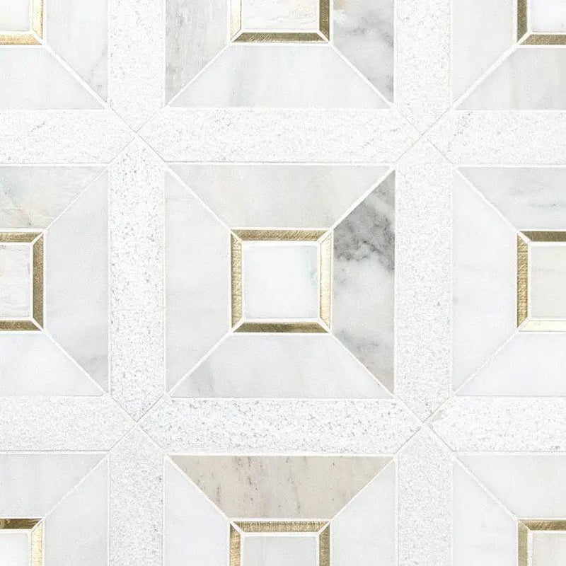 Verona Gold Pattern Metal Mosaics angled view