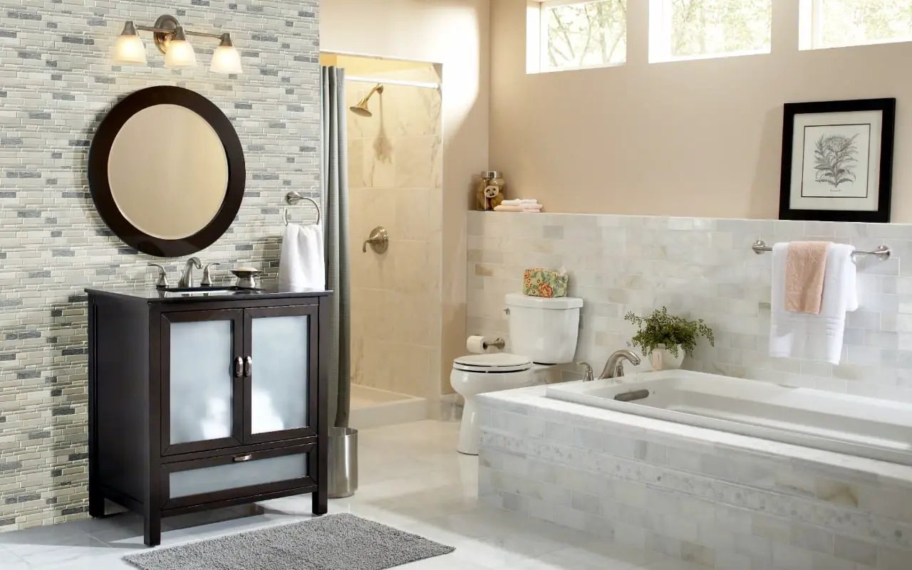 Everest Interlocking Pattern 8mm Porcelain Mosaics in a finished room