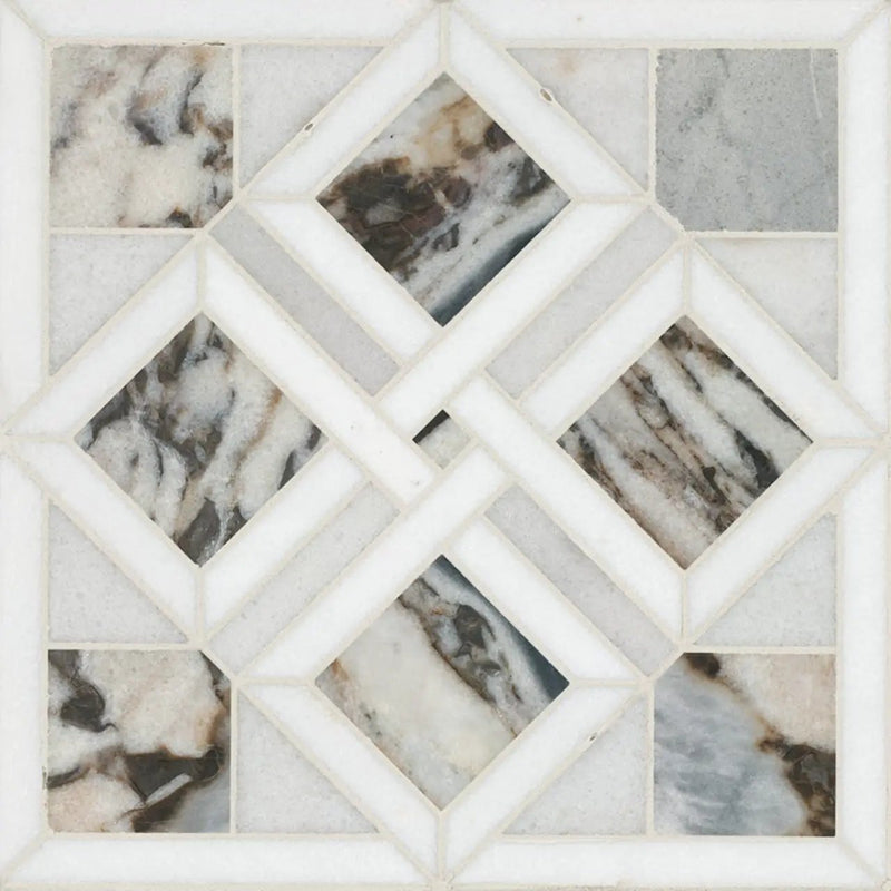 Tessere Pattern Polished Marble Mosaics close up