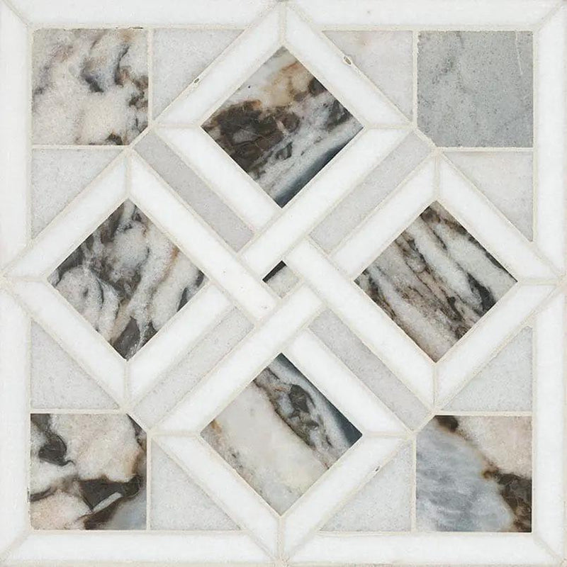 Tessere Pattern Polished Marble Mosaics close up