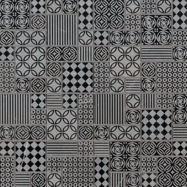 Tetris Nero 10mm Polished Pattern Marble Mosaics