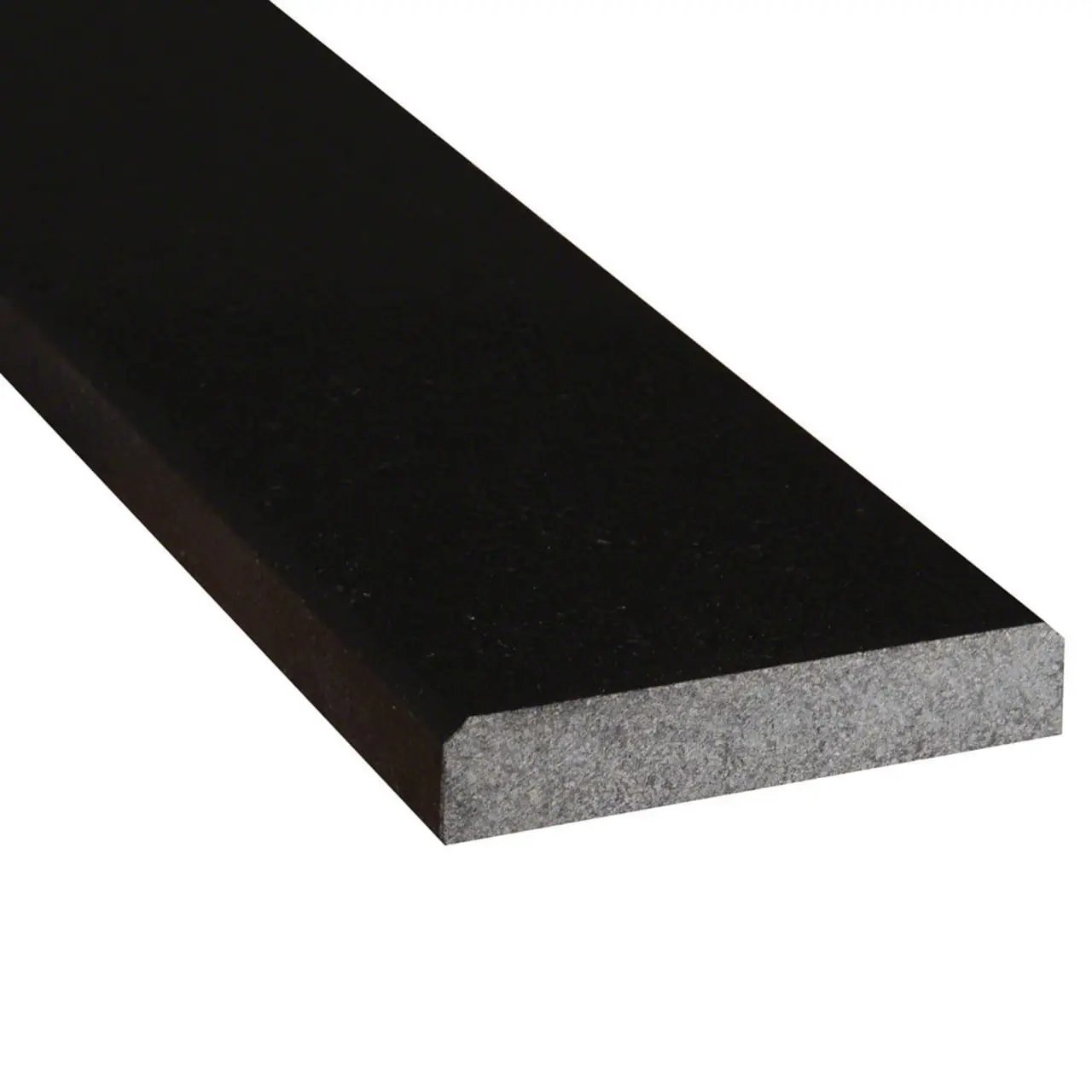 Black Granite 5x36x0.75 Polished Double Beveled Threshold Mosaics 5x36 close up