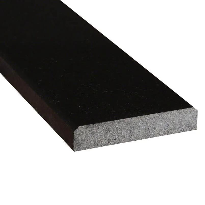 Black Granite 6x36x0.75 Polished Double Beveled Threshold Mosaics 6x36 close up
