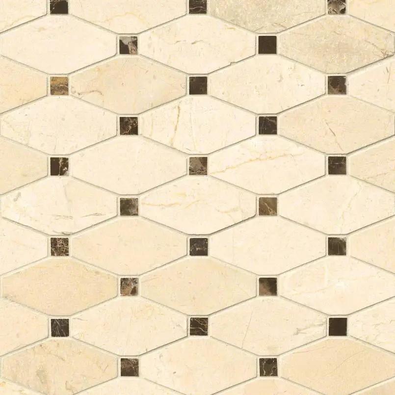 Crema Marfil Polished Pattern Marble Mosaics close up