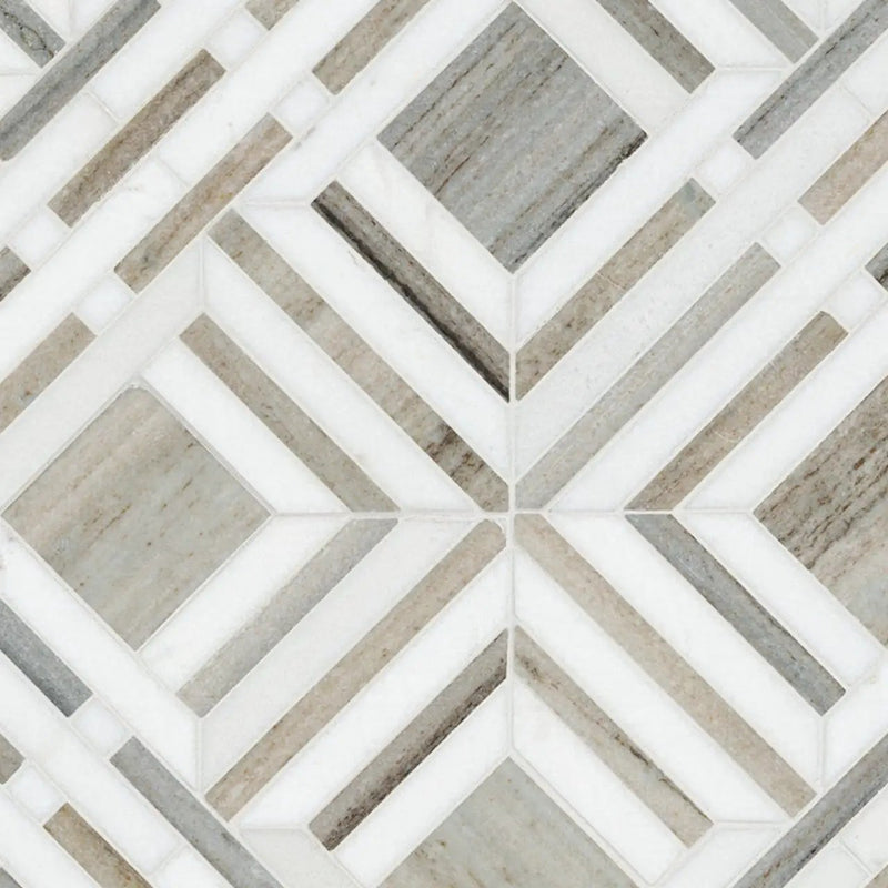 Wellington Pattern Polished Marble Mosaics close up
