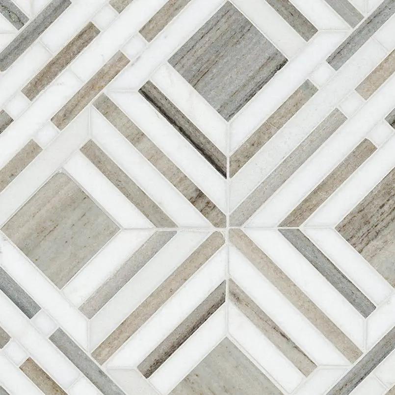 Wellington Pattern Polished Marble Mosaics close up