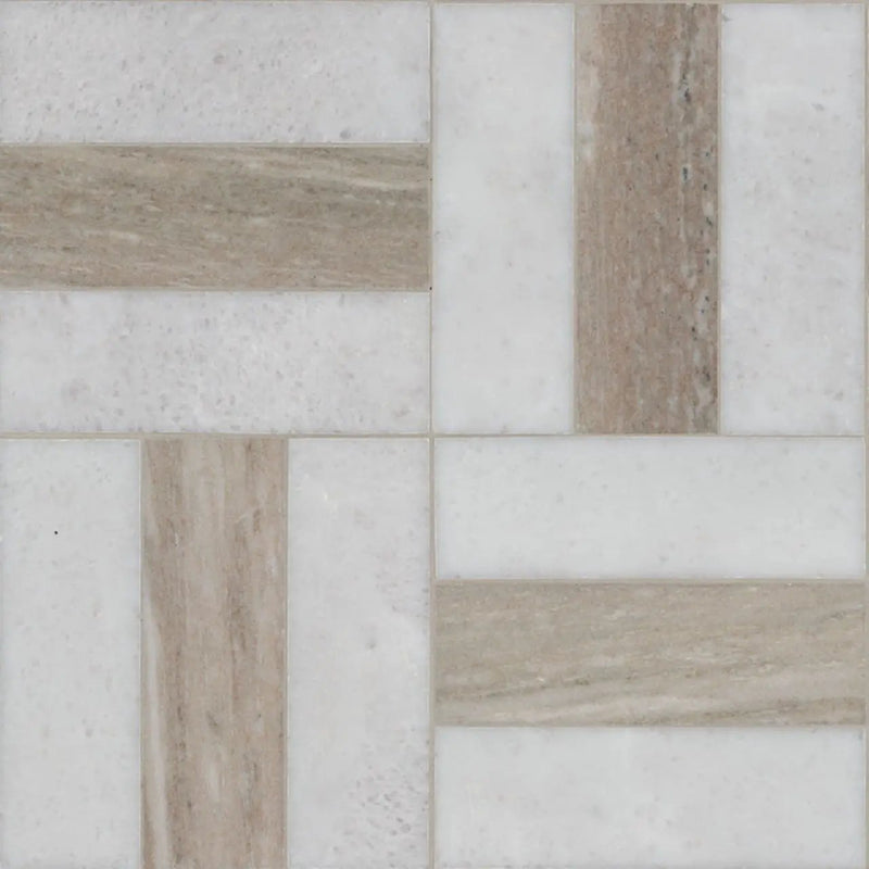 Winslow Weave Polished Pattern Marble Mosaics close up