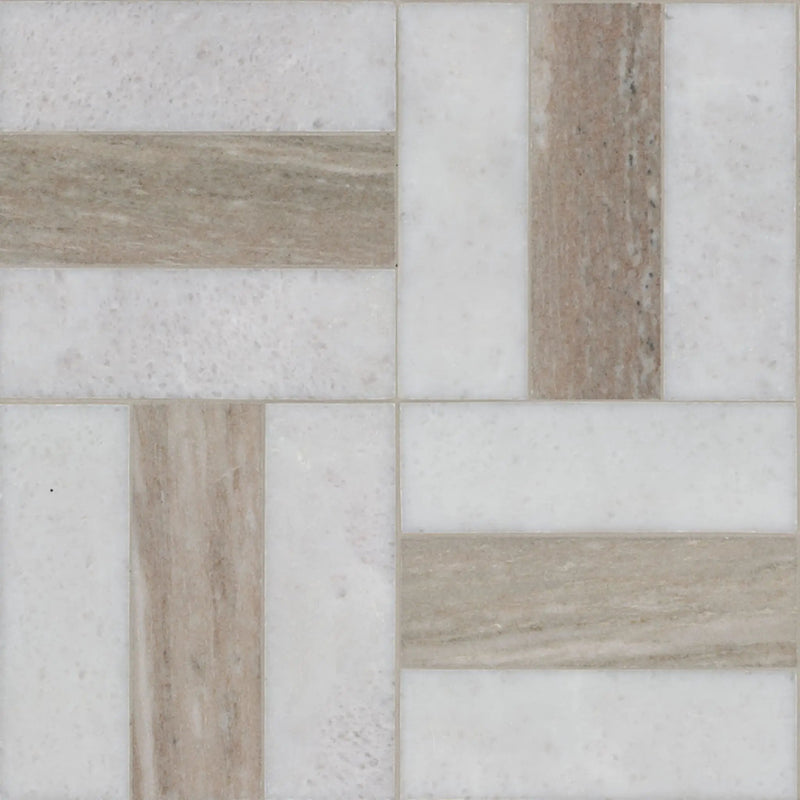 Winslow Weave Polished Pattern Marble Mosaics close up