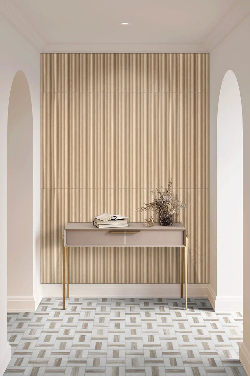Winslow Weave Polished Pattern Marble Mosaics in a finished room