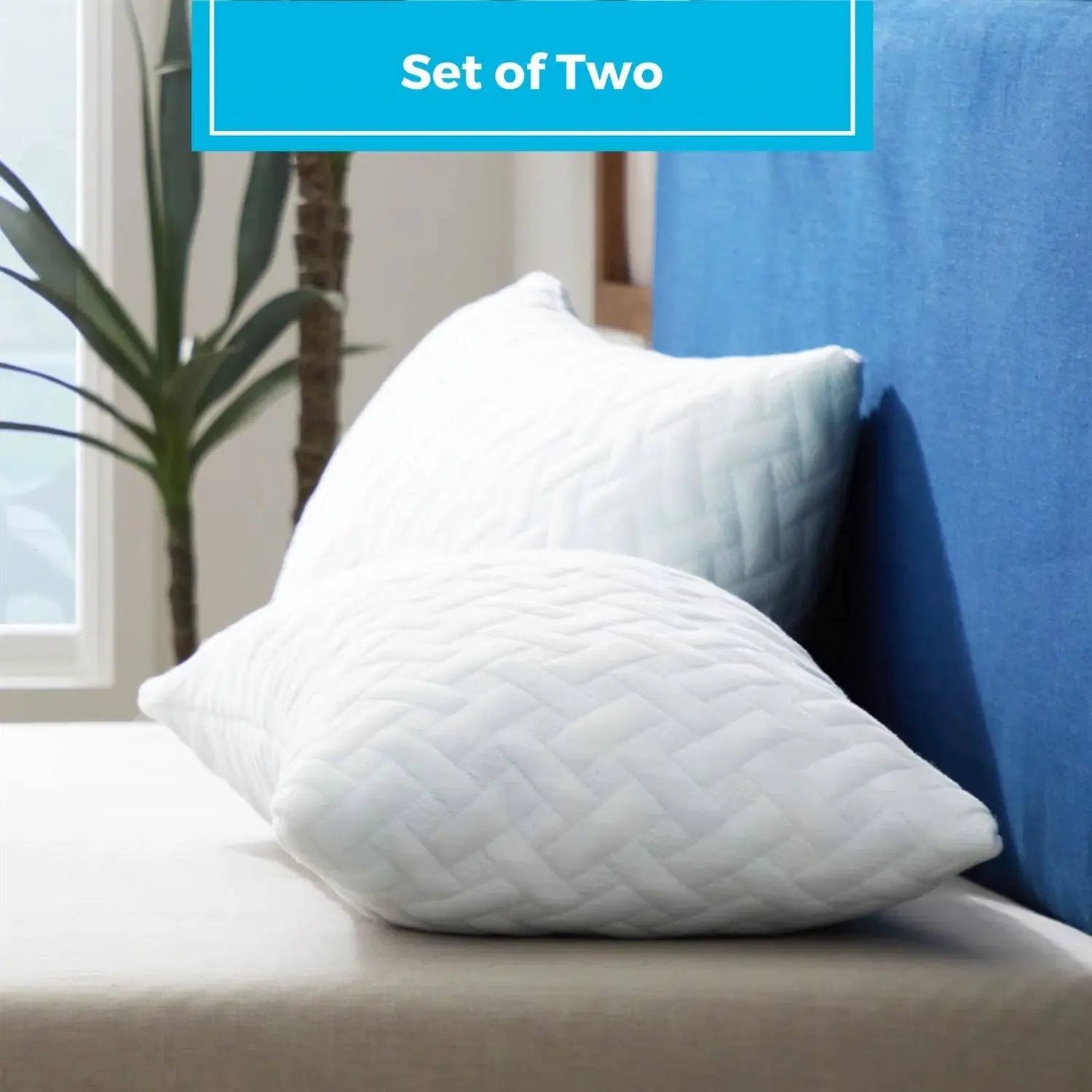 Set of 2 - Shredded Memory Foam Bed Pillows with 2 Pillowcases - Standard size by HomePacific