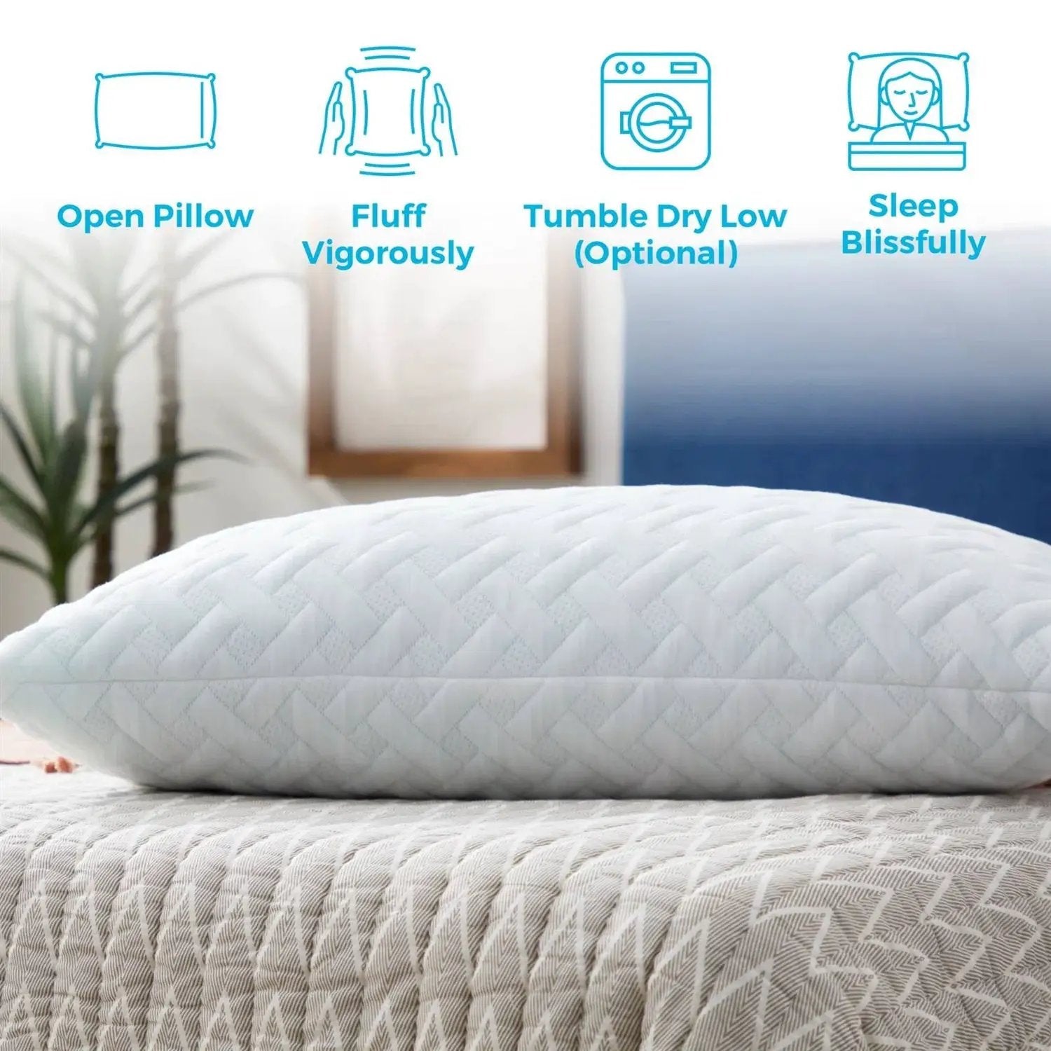 Set of 2 - Shredded Memory Foam Bed Pillows with 2 Pillowcases - Standard size by HomePacific