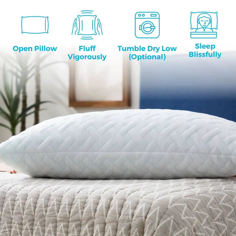 Set of 2 - Shredded Memory Foam Bed Pillows with 2 Pillowcases - Standard size by HomePacific