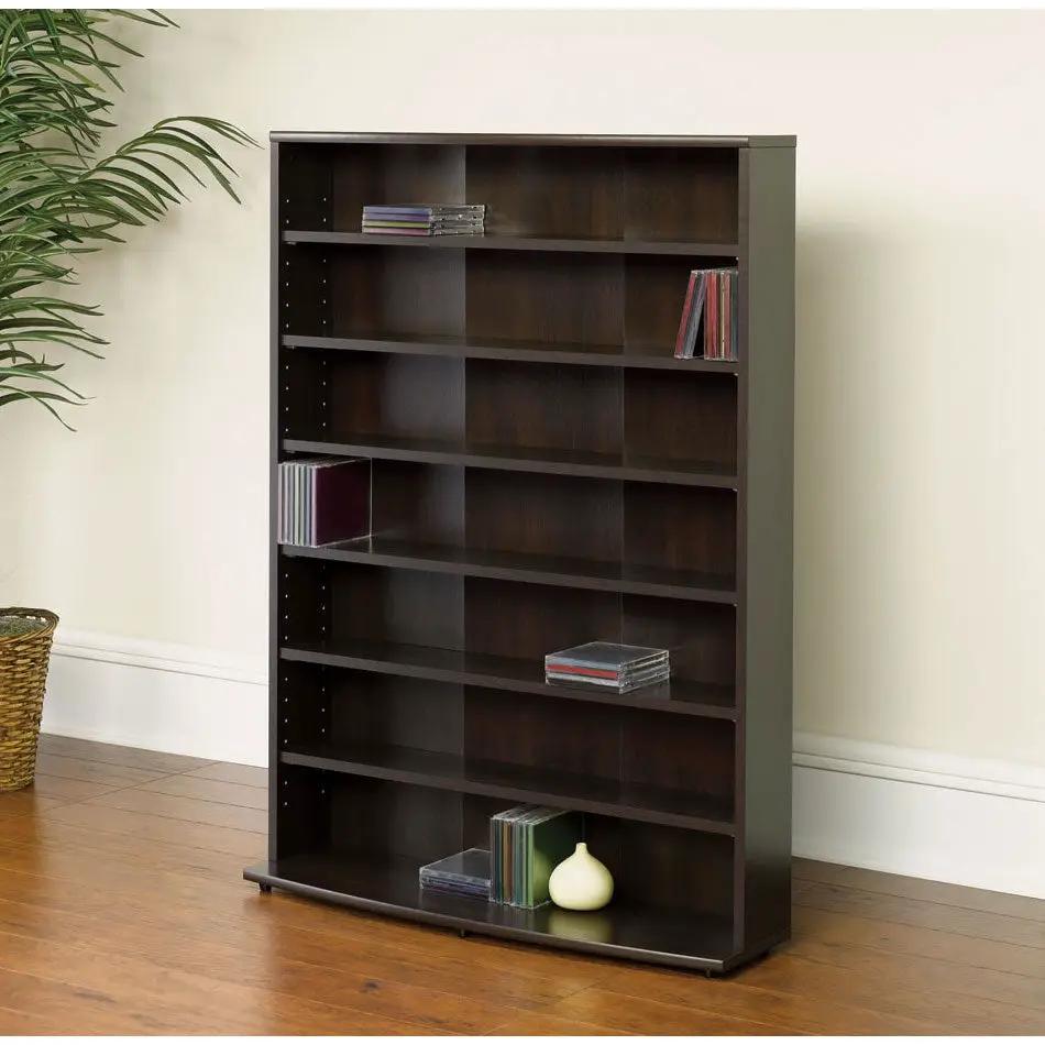Contemporary 6-Shelf Bookcase Multimedia Storage Rack Tower in Brown Finish by HomePacific