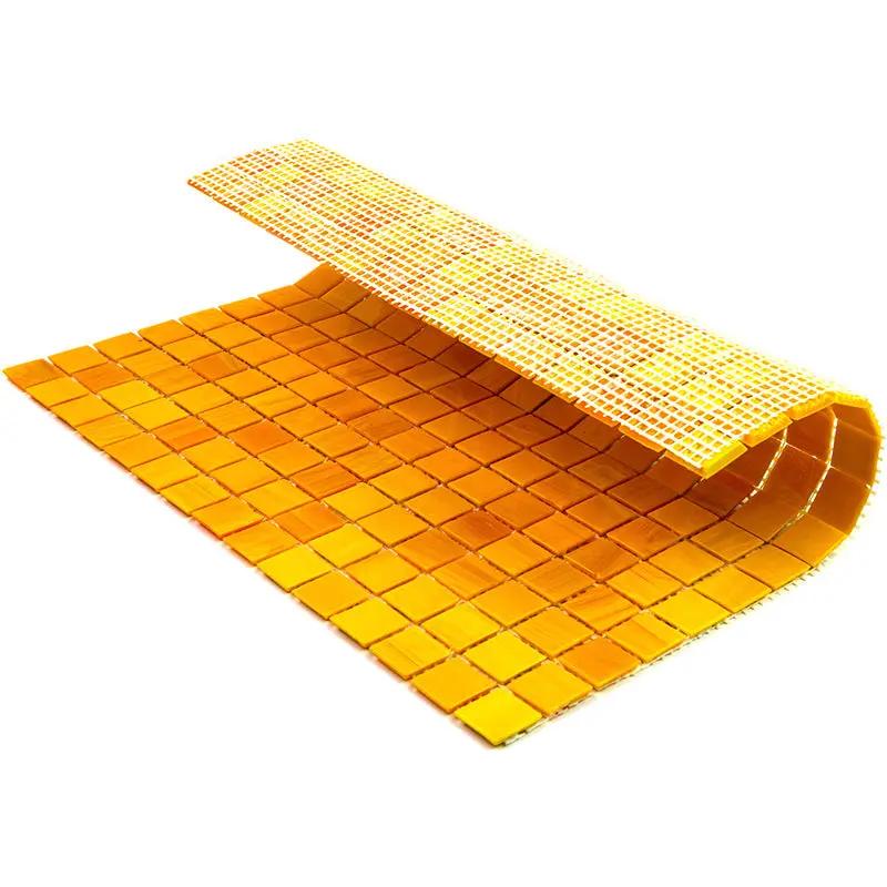Honey Orange 12x12 Glossy Uniform Square Glass Mosaic Tile (20 pack, 20 sq ft/case) by Apollo Tile