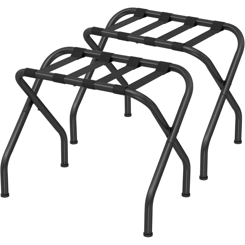 Set of 2- Sturdy Black Metal Folding Luggage Rack by HomePacific
